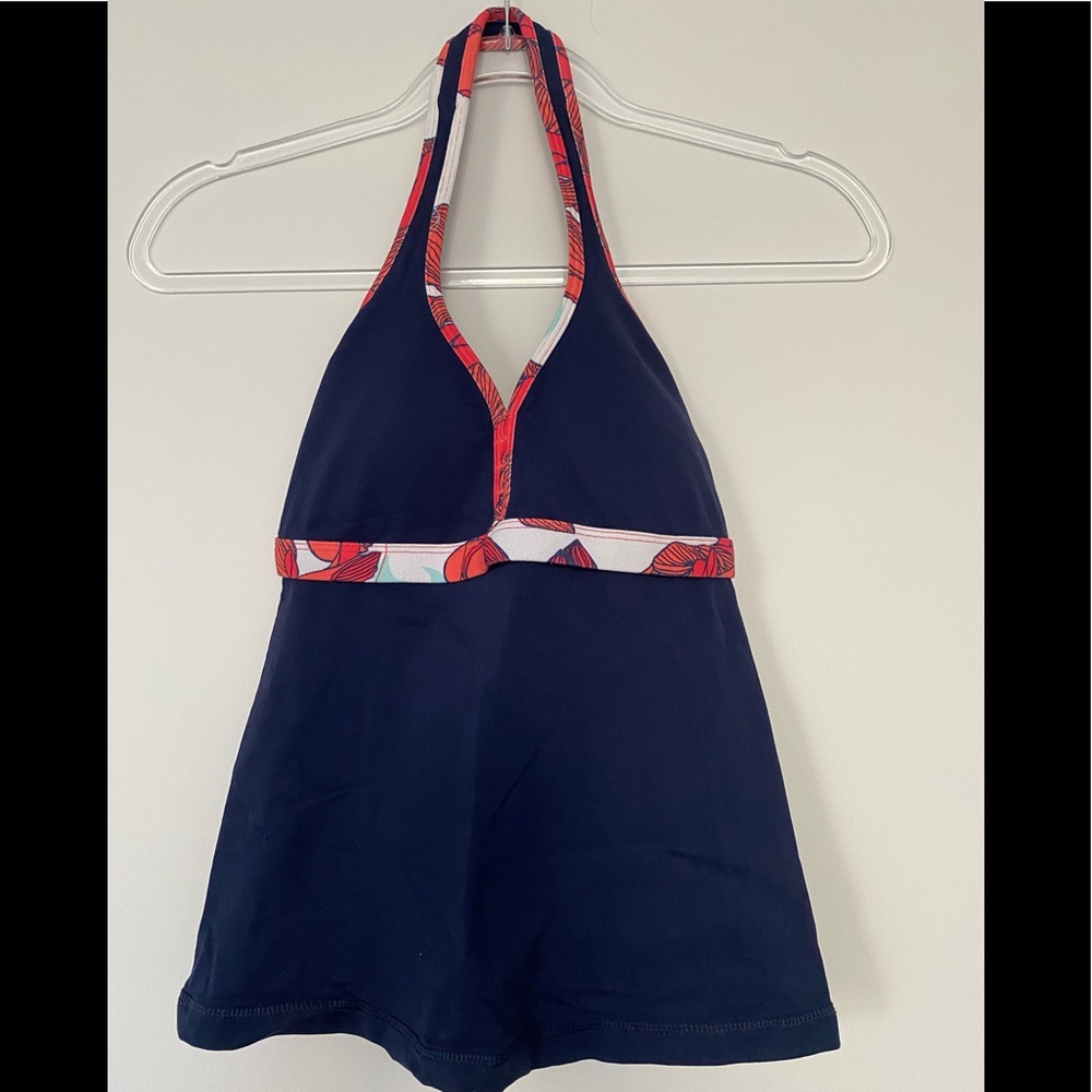 Lululemon Halter Yoga Tank Top Navy & Red Floral size 4